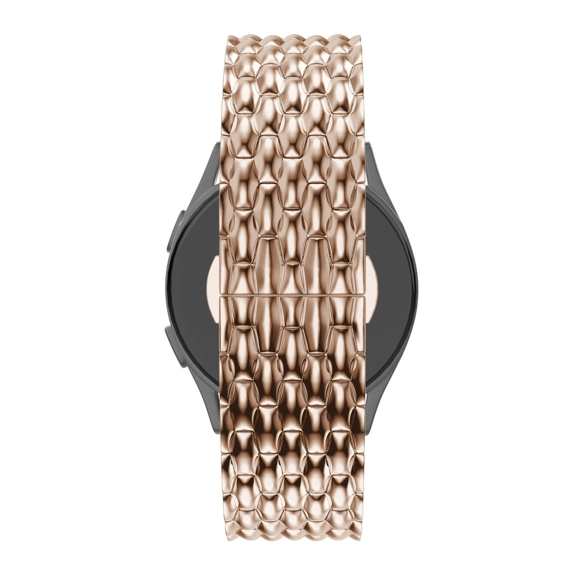 Steel Strap 'Dragon', rose gold, on a watch, direct front view