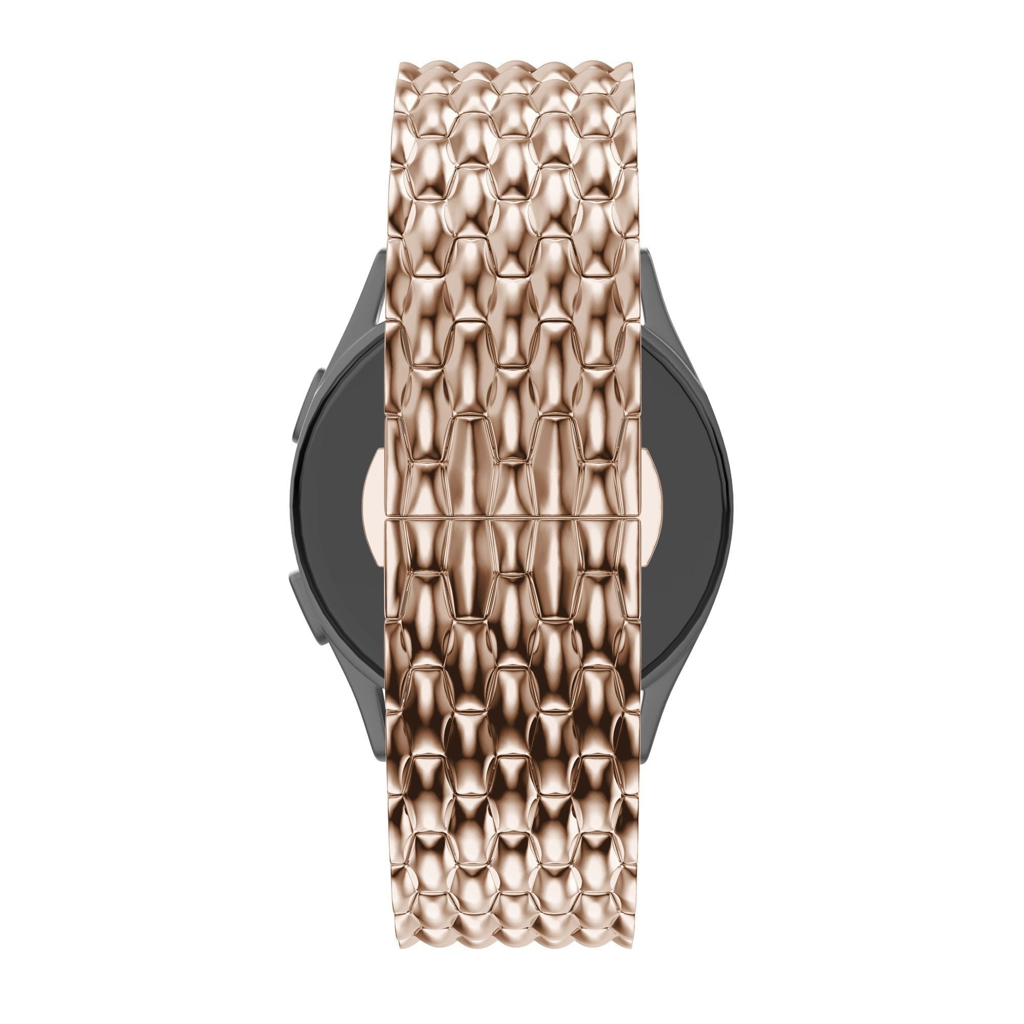 Steel Strap 'Dragon', rose gold, on a watch, direct front view