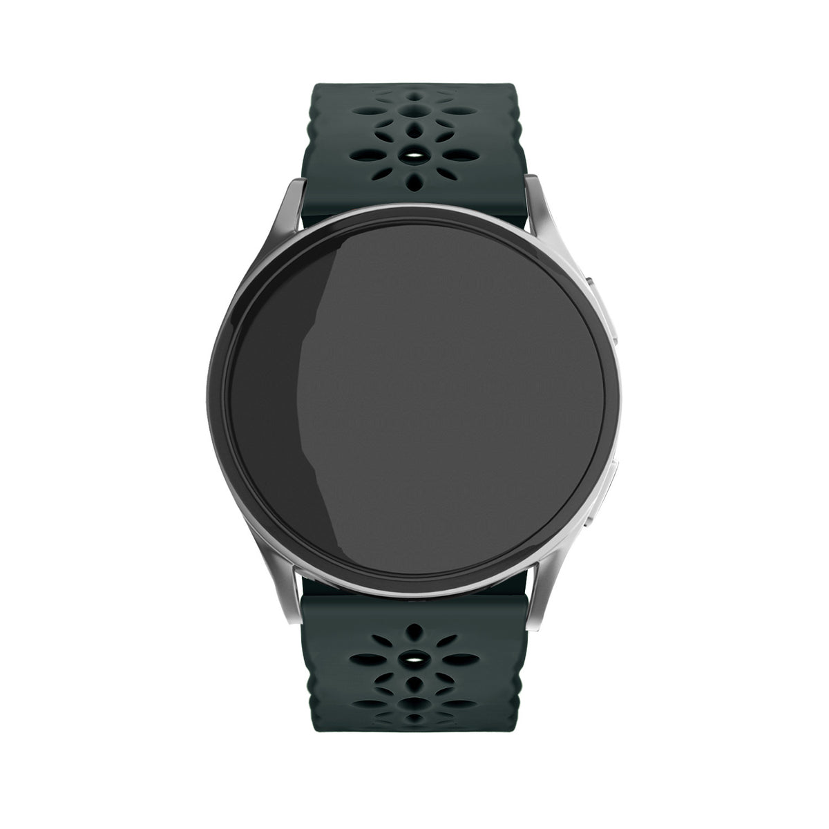 Patterned Silicone Strap, viridian, on a watch, direct front view