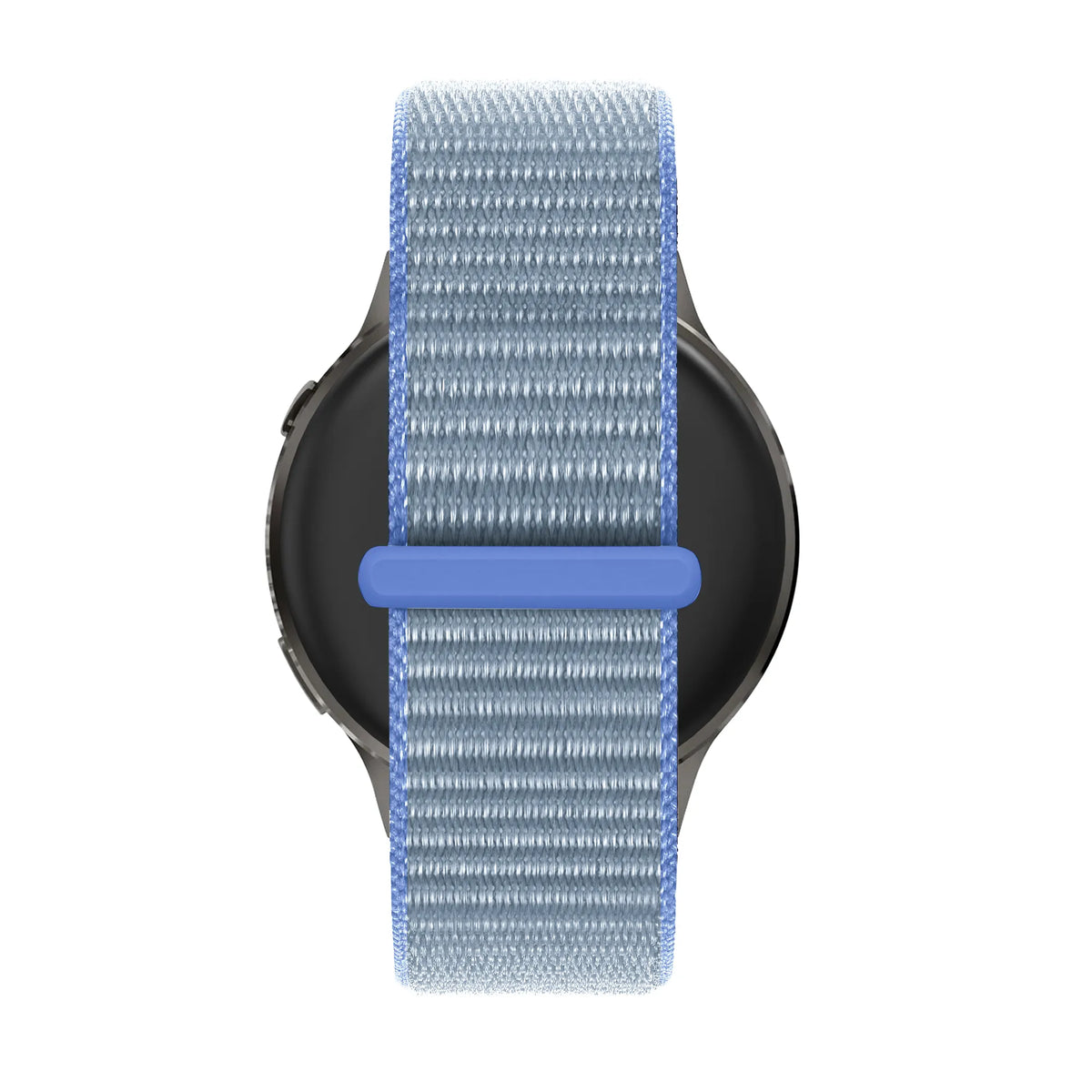 Nylon Loop Strap, light blue, on a watch, direct front view
