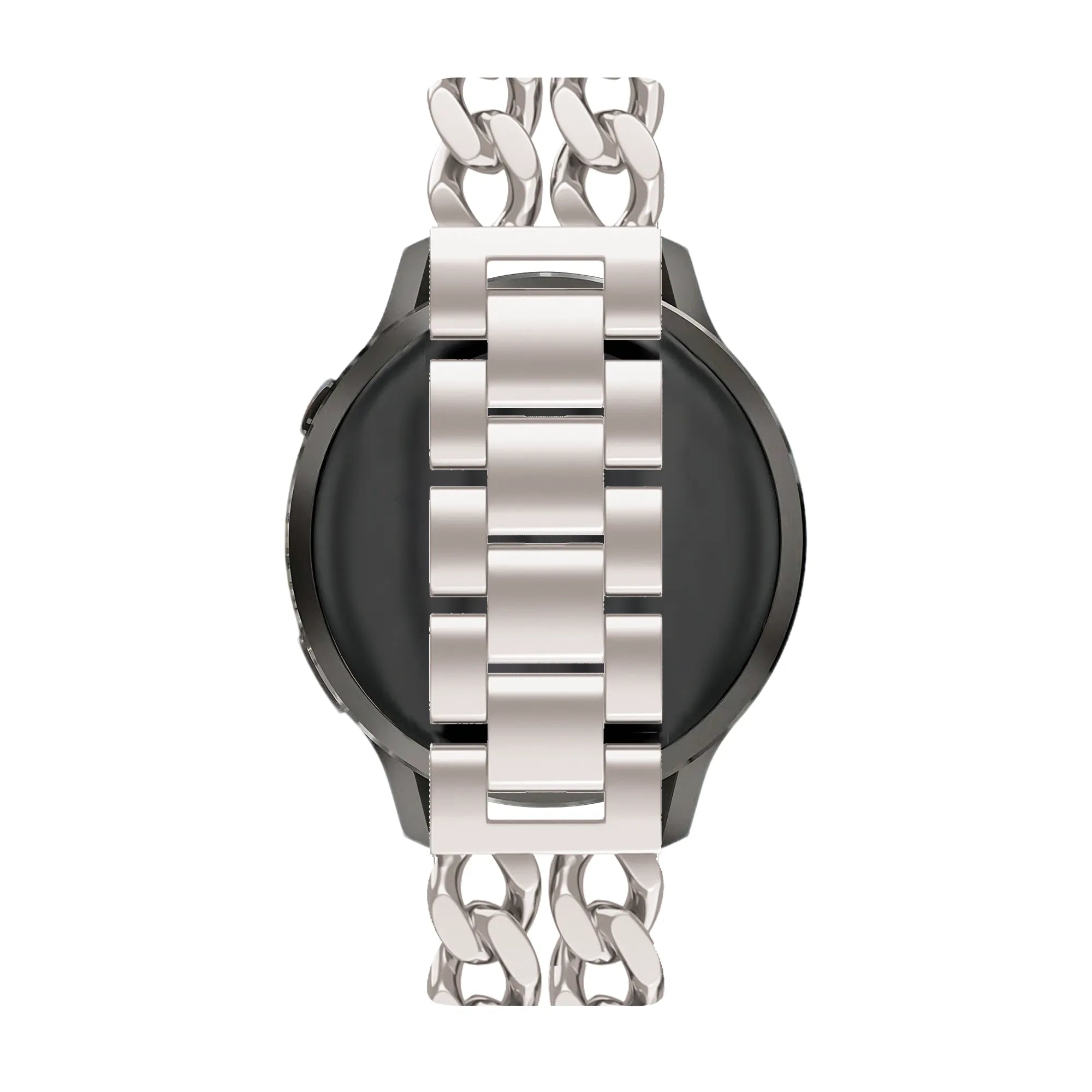 Metal Strap 'Double Chains', starlight, on a watch, direct front view