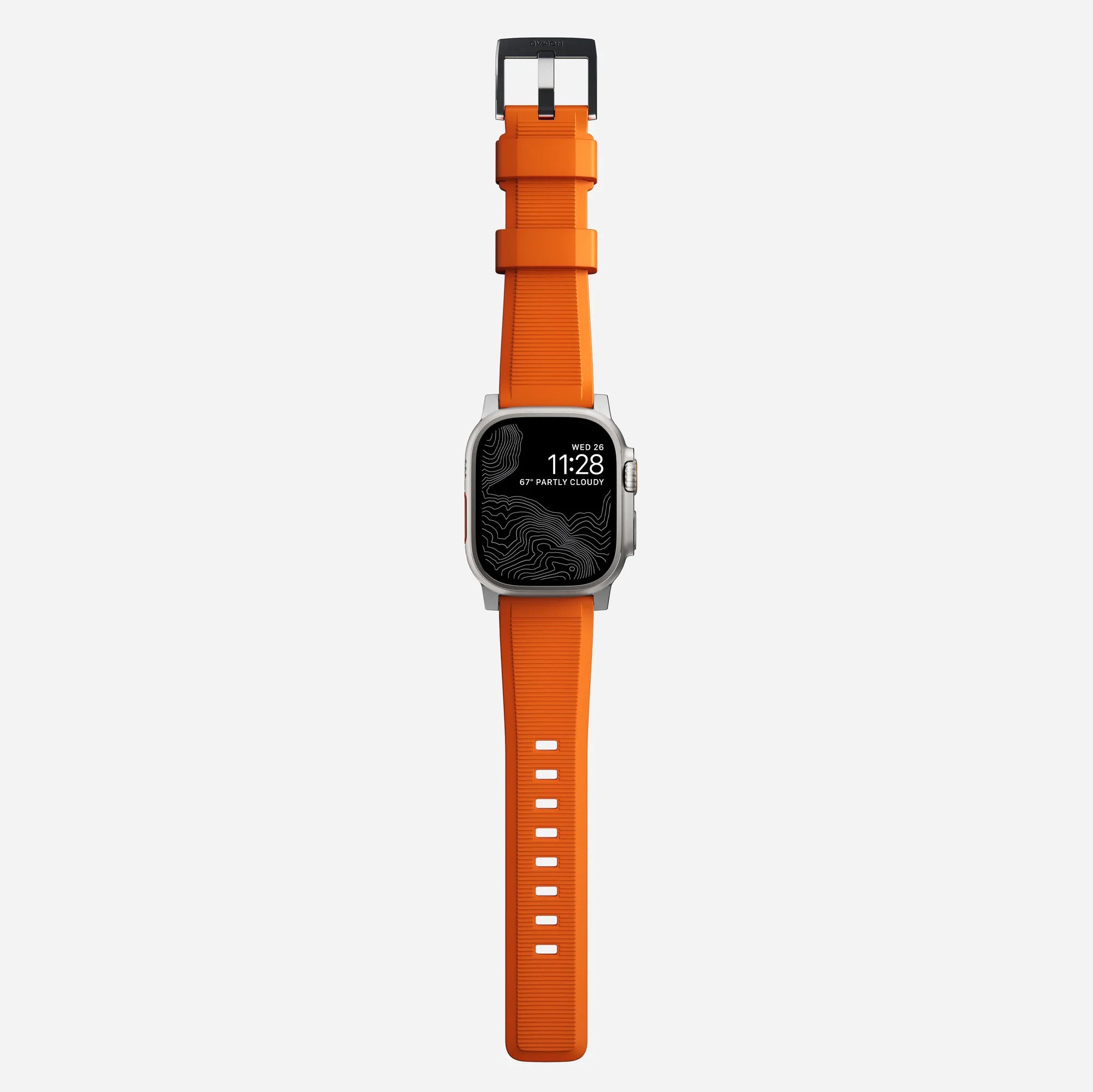 Nomad Bracelet de silicone résistant Apple Watch (argenté/ultra orange)
