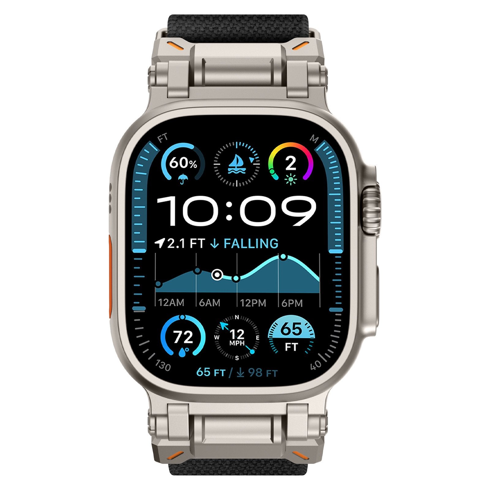 Bracelet polyester 'Explorer' Apple Watch Ultra (noir avec titane)