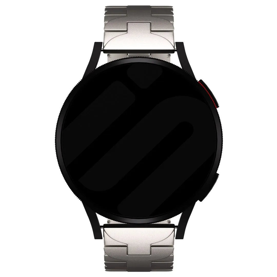 Butterfly Titanium Strap, on a watch, direct front view