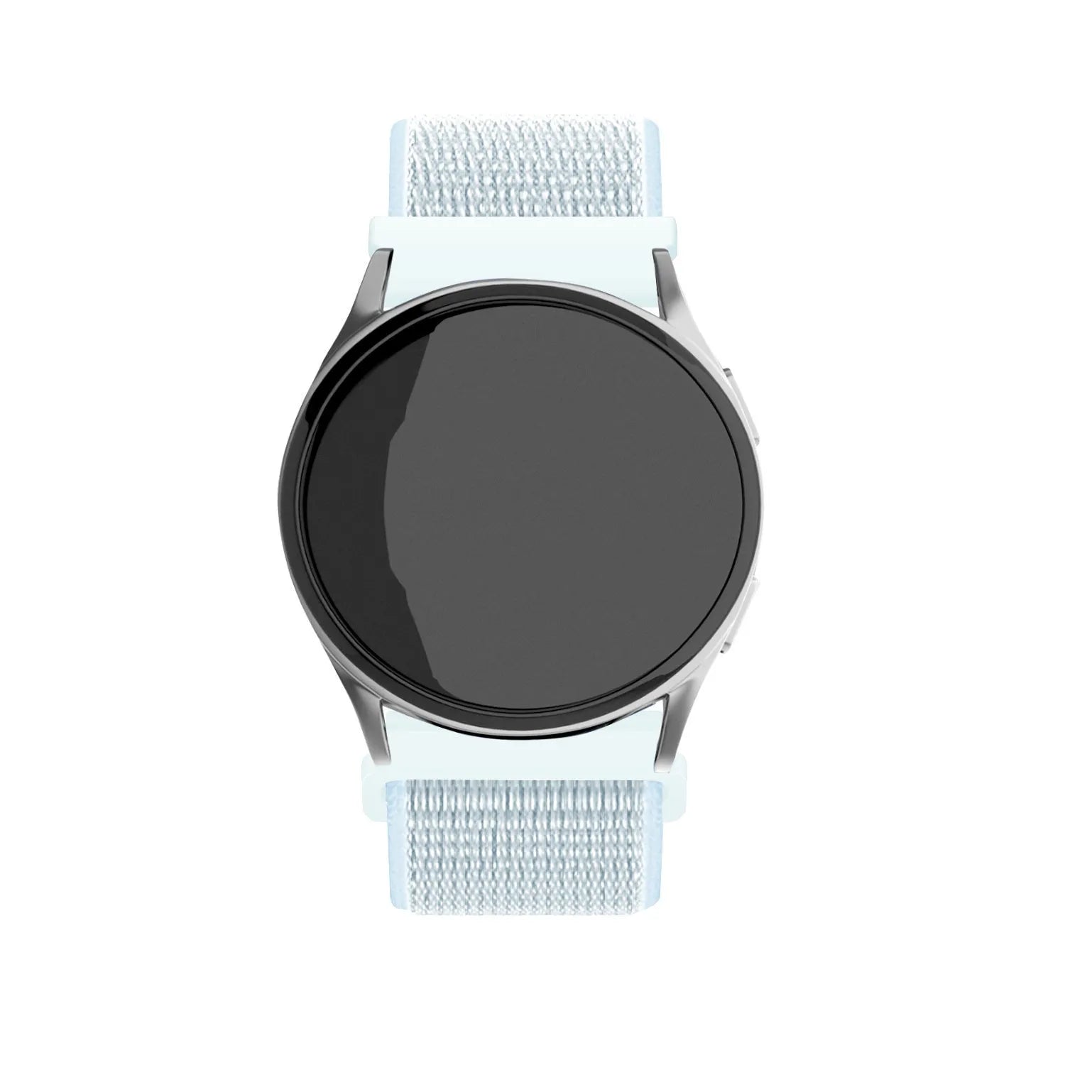 Nylon Strap, light cyan, on a watch, direct front view