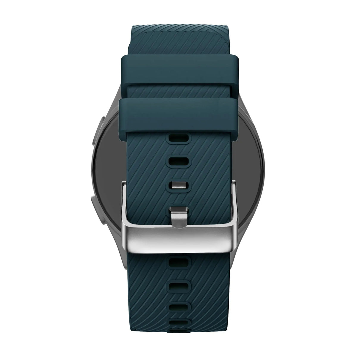 Silicone Strap 'Deluxe', dark green, on a watch, direct front view