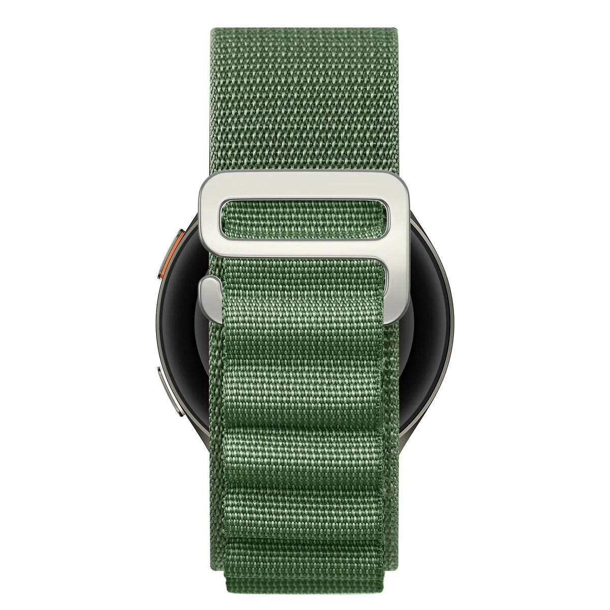 Nylon Alpine Strap, green, on a watch, direct front view