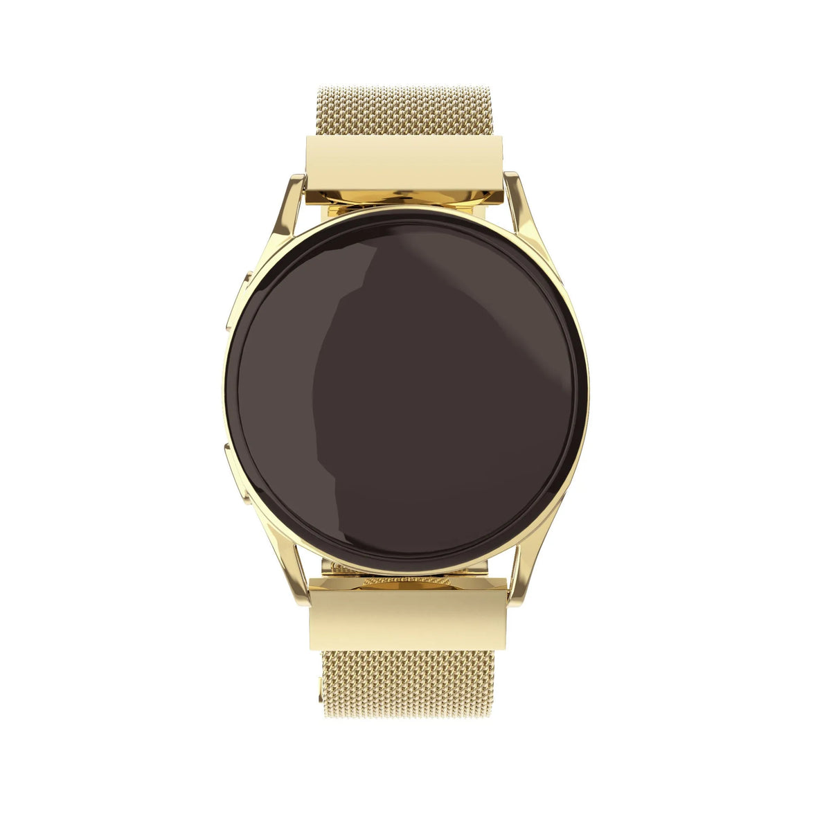 Milanese Steel Strap, gold, on a watch, direct front view