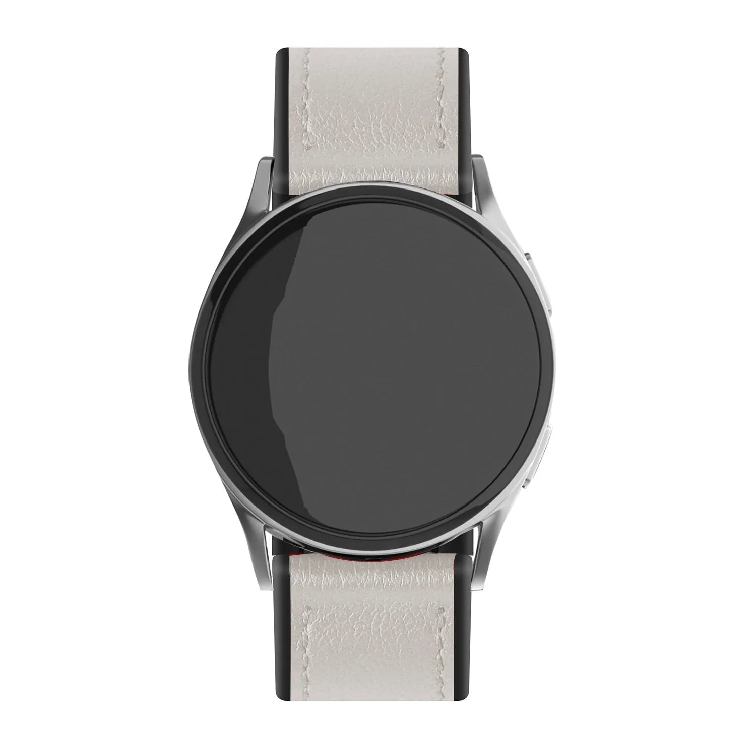 Leather Hybrid Strap, white, on a watch, direct front view