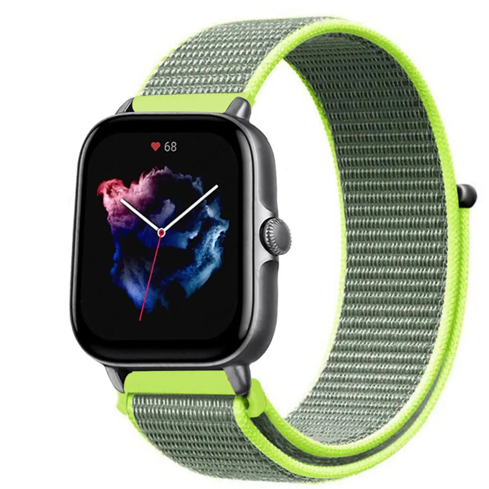 Nylon Strap, fluorescent, on a watch, direct front view