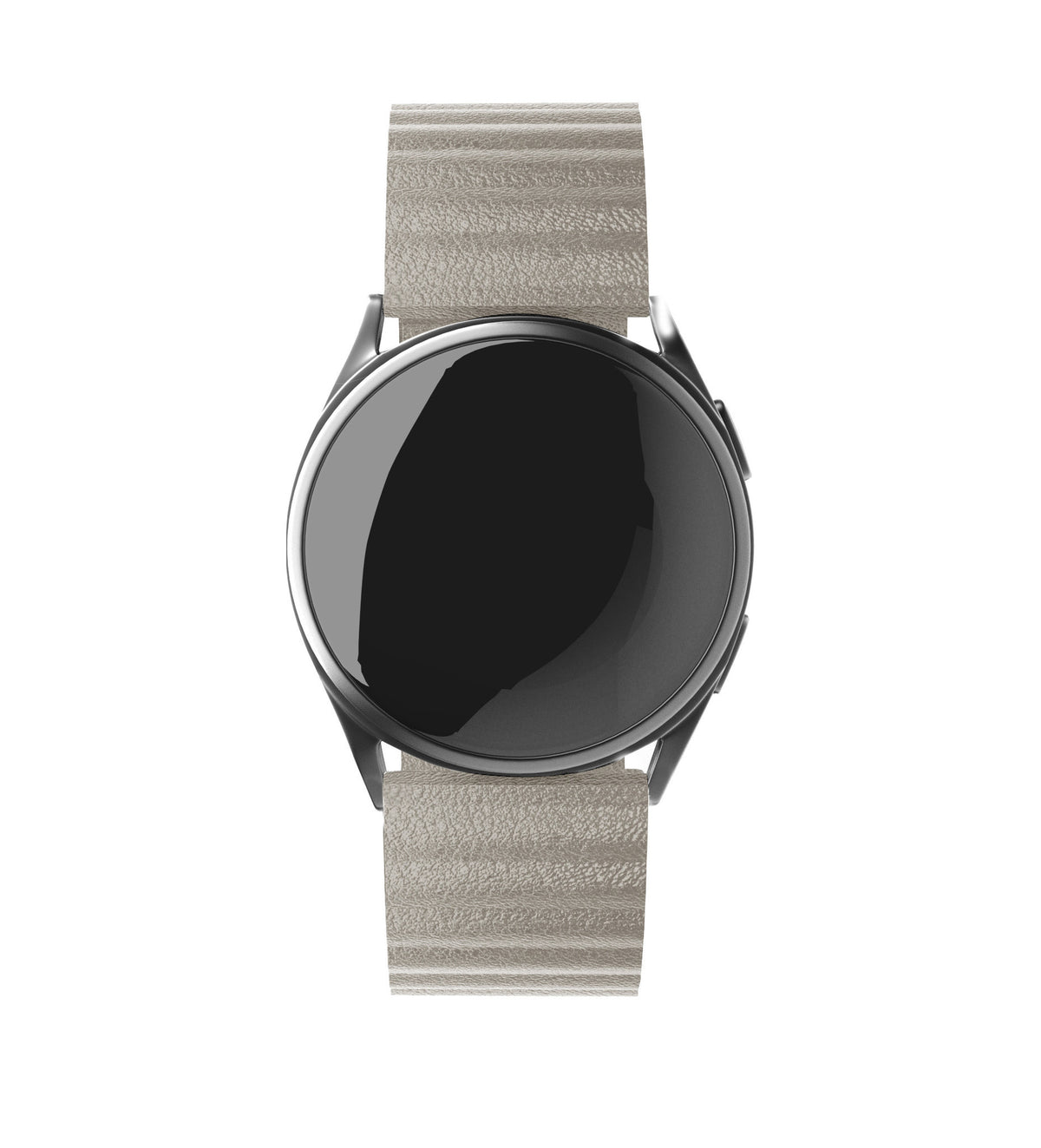 Leather Loop Strap, khaki, on a watch, direct front view