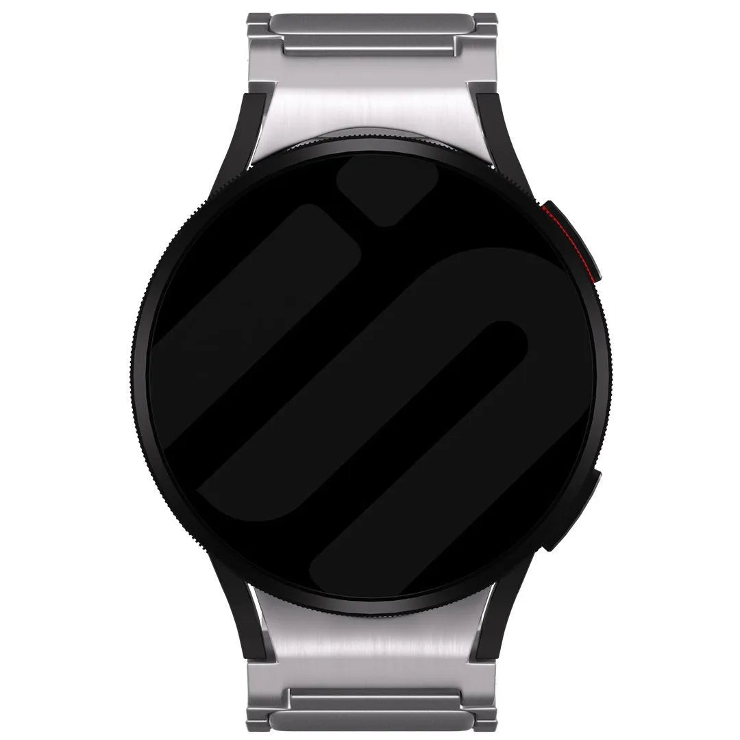 Titanium Strap 'One Push', silver, on a watch, direct front view