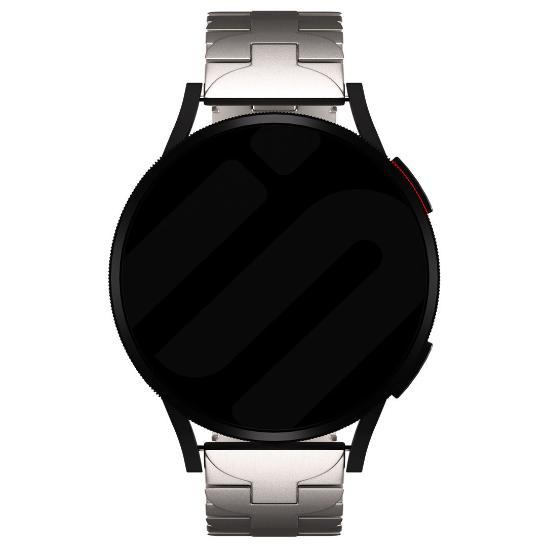 Butterfly Titanium Strap, on a watch, direct front view