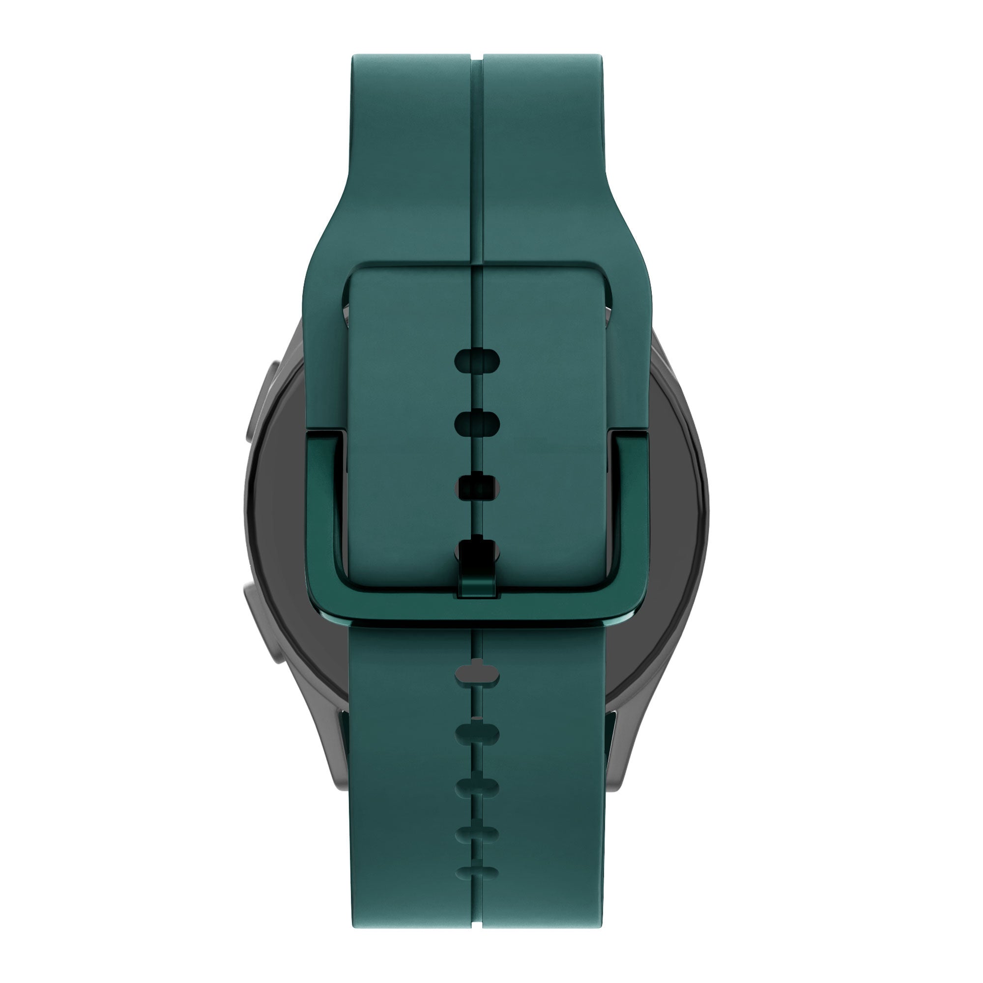 Silicone Strap 'Extreme', dark green, on a watch, direct rear view