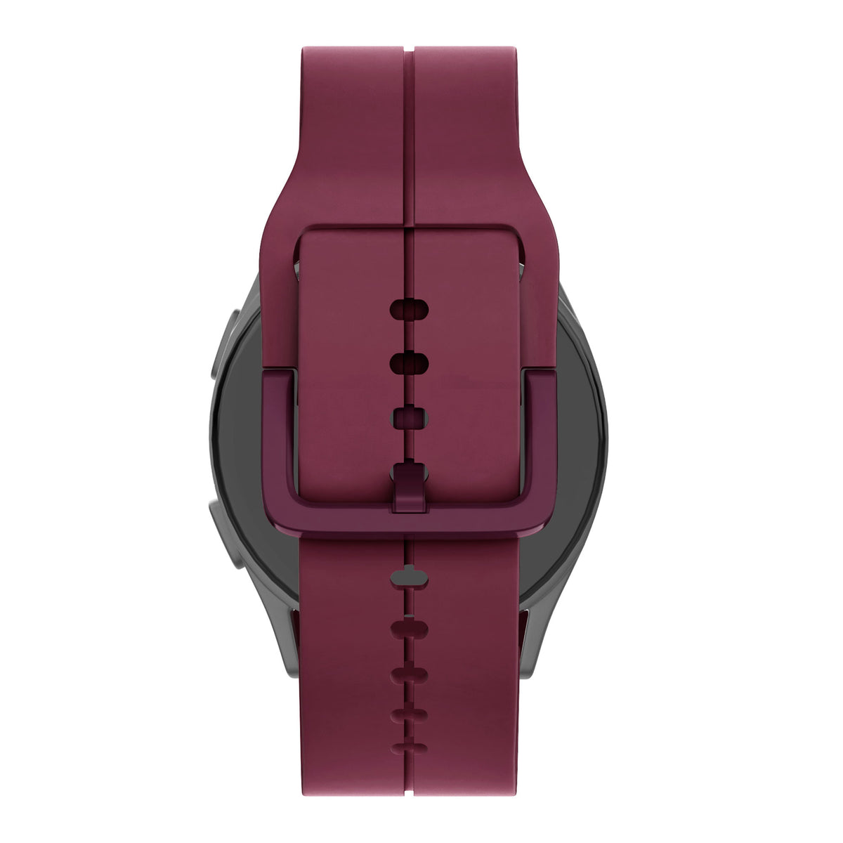 Silicone Strap 'Extreme', wine red, on a watch, direct rear view