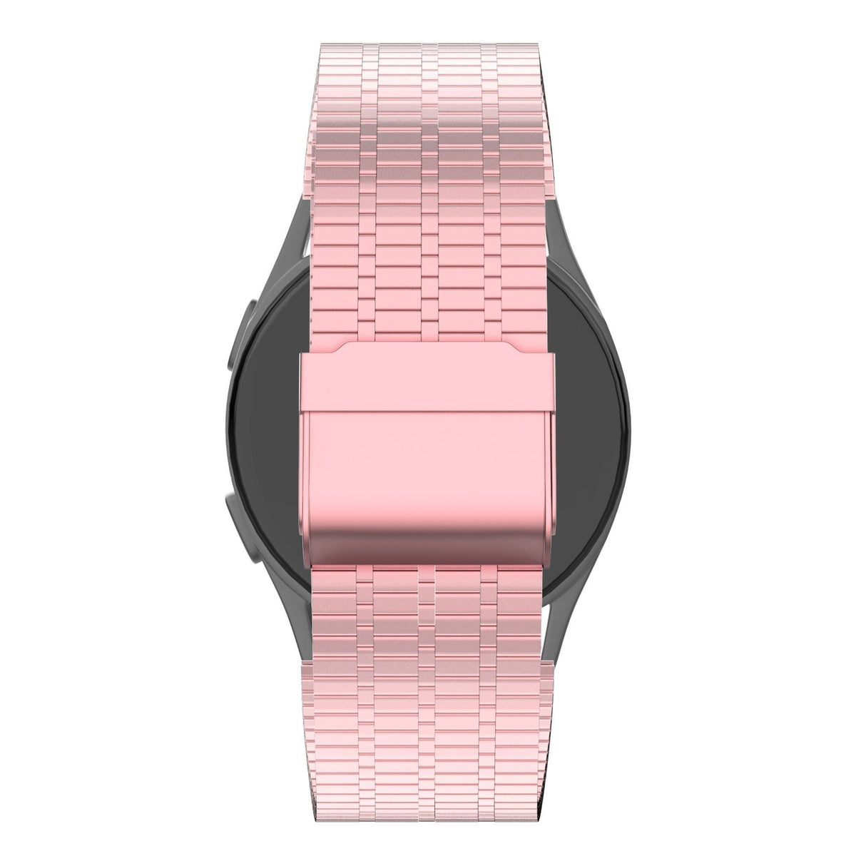Adjustable Steel Strap, pink sand, on a watch, direct rear view