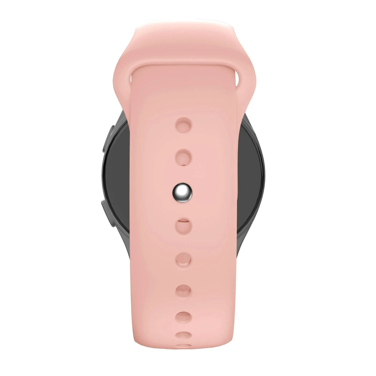 Silicone Sport Strap 'Deluxe', light pink, on a watch, direct rear view