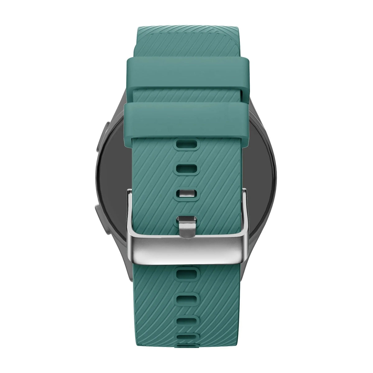 Silicone Strap 'Deluxe', viridian, on a watch, direct rear view