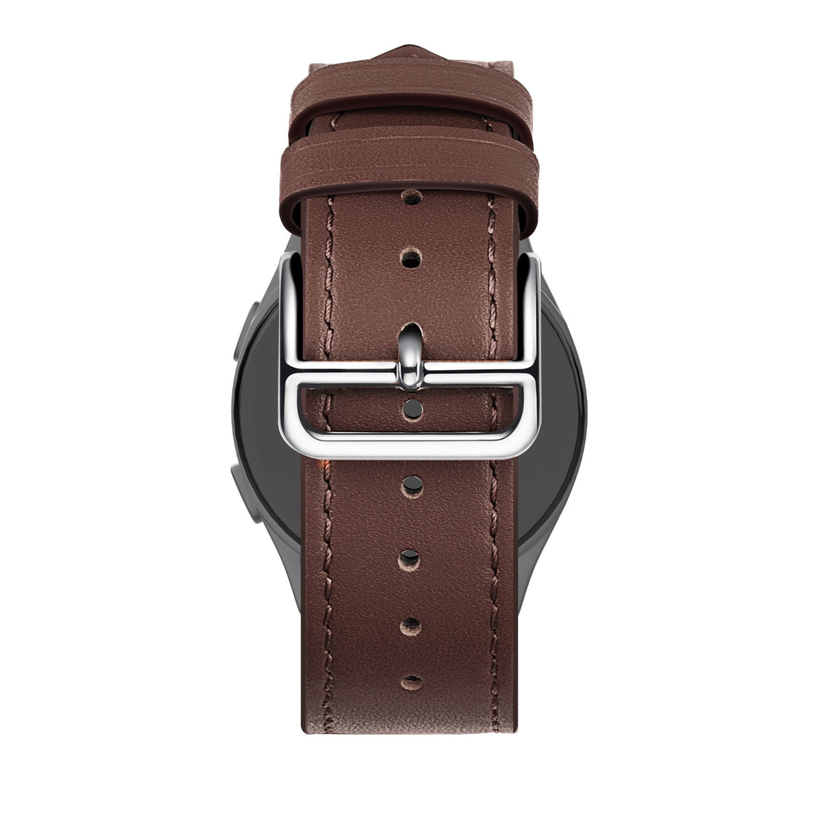 Leather Strap 'Deluxe', brown, on a watch, direct rear view