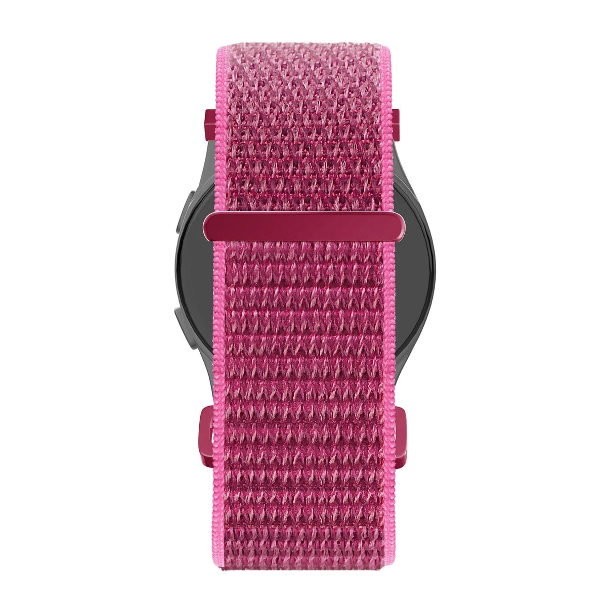 Nylon Loop Strap, dragonfruit, on a watch, direct rear view