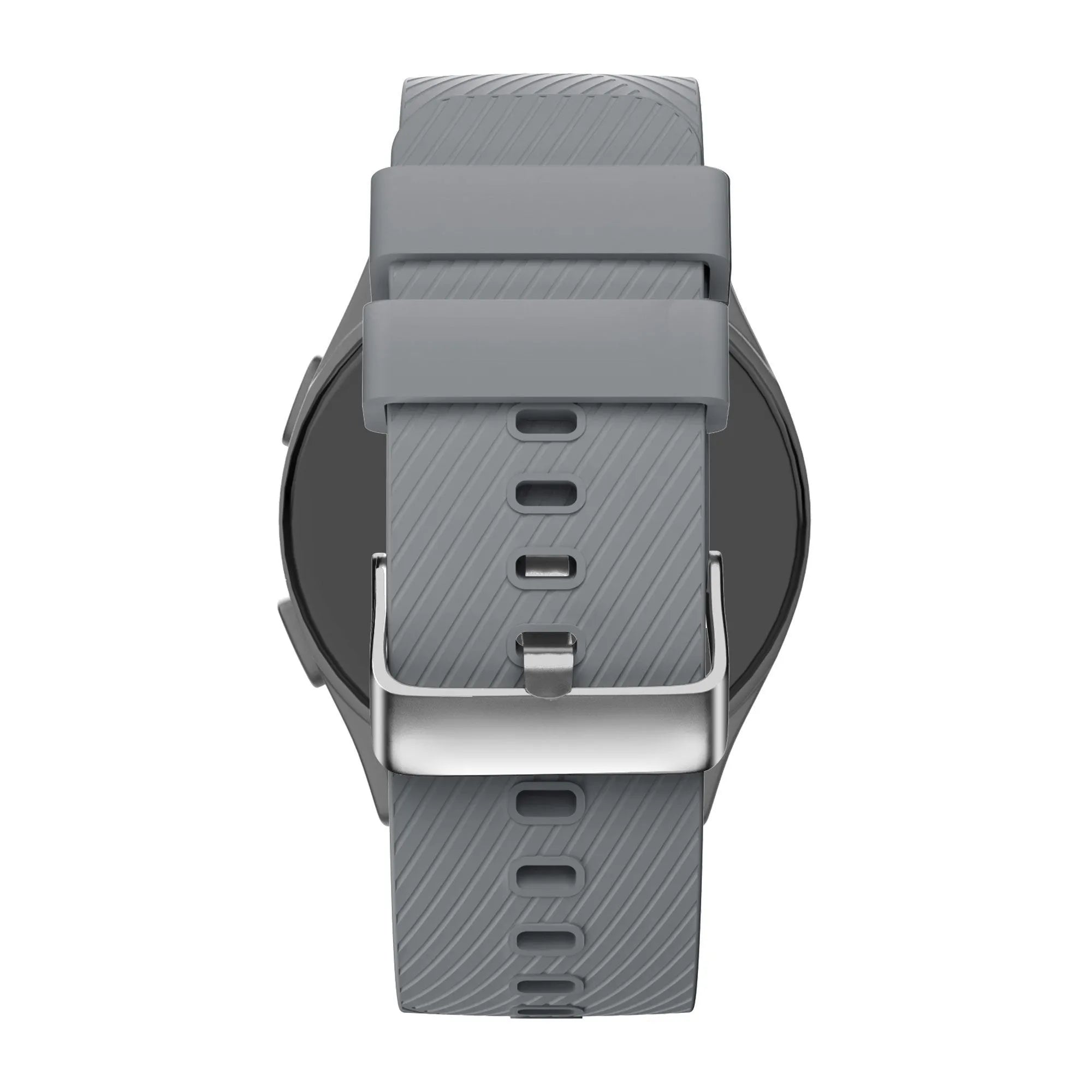 Silicone Strap 'Deluxe', grey, on a watch, direct rear view
