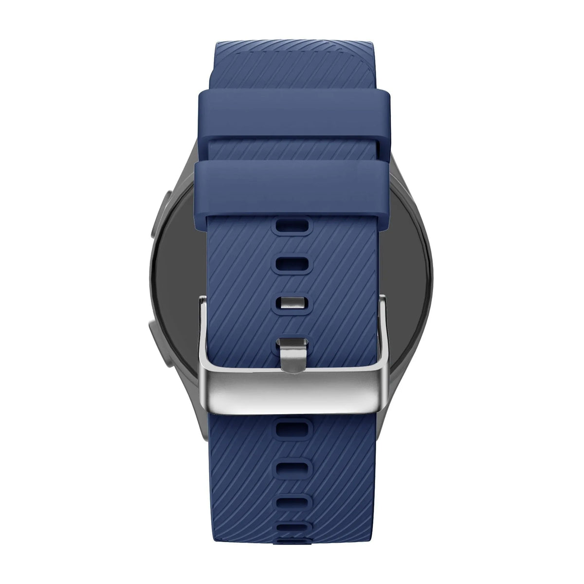 Silicone Strap 'Deluxe', dark blue, on a watch, direct rear view
