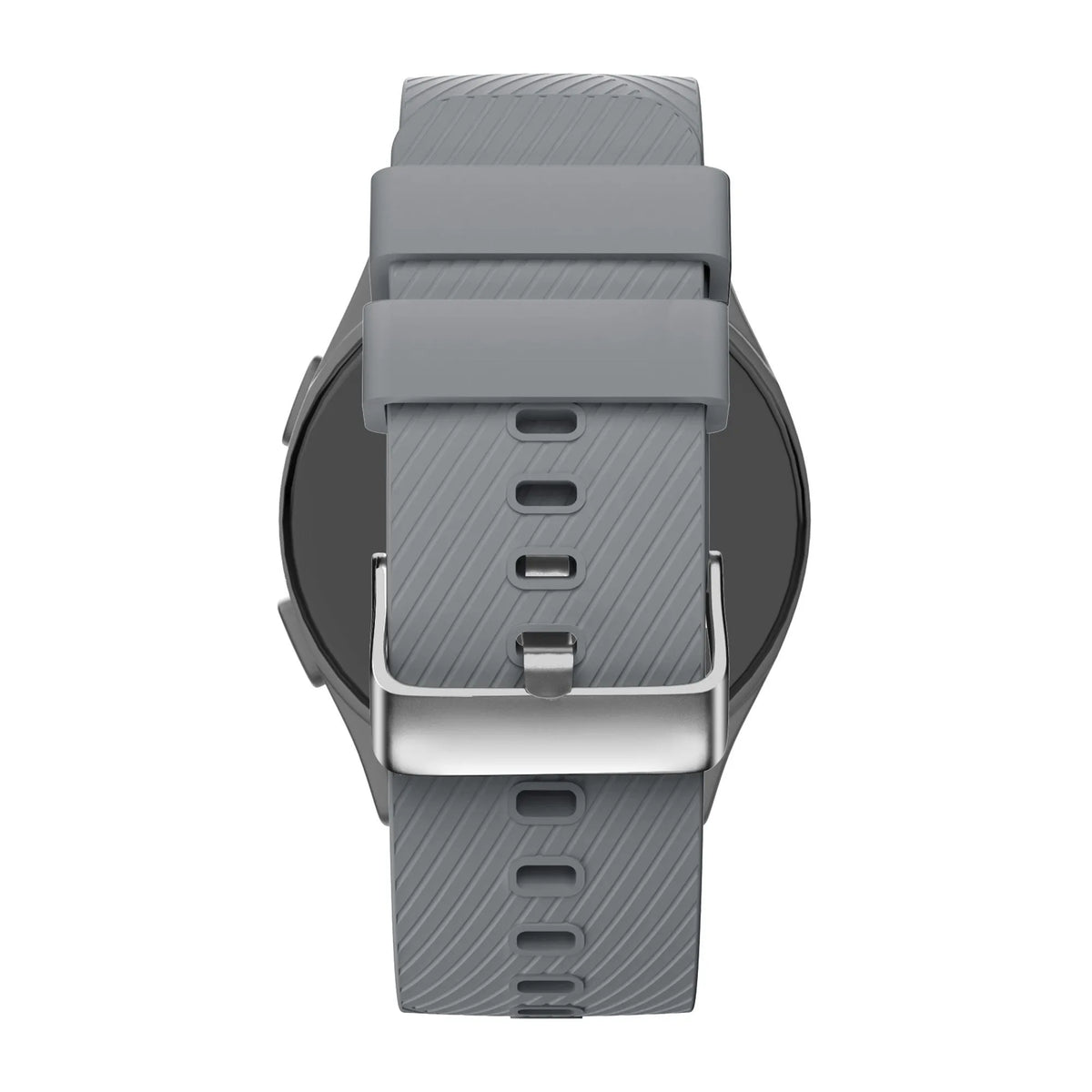 Silicone Strap 'Deluxe', grey, on a watch, direct rear view