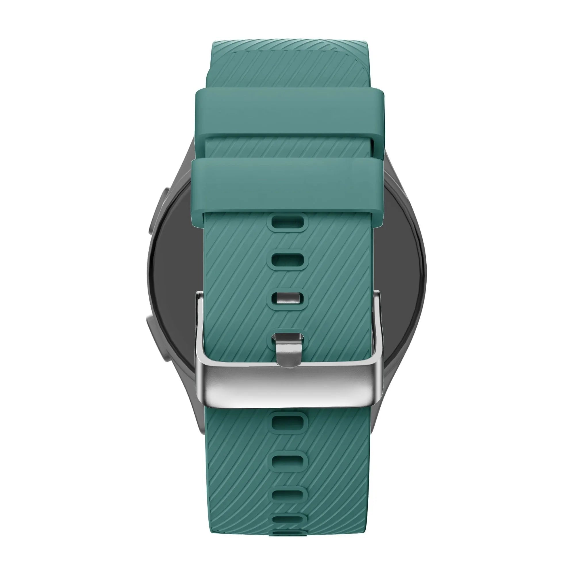 Silicone Strap 'Deluxe', viridian, on a watch, direct rear view