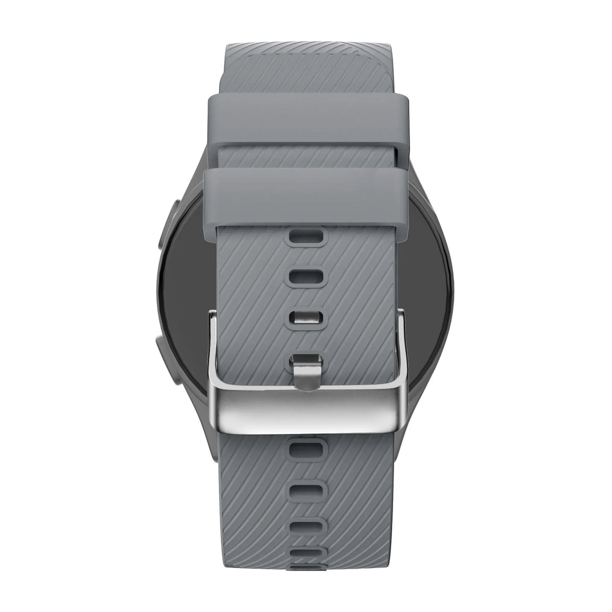 Silicone Strap 'Deluxe', grey, on a watch, direct rear view