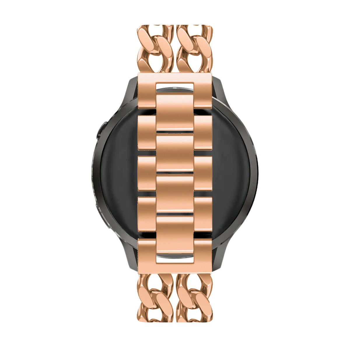 Metal Strap 'Double Chains', rose gold, on a watch, direct rear view