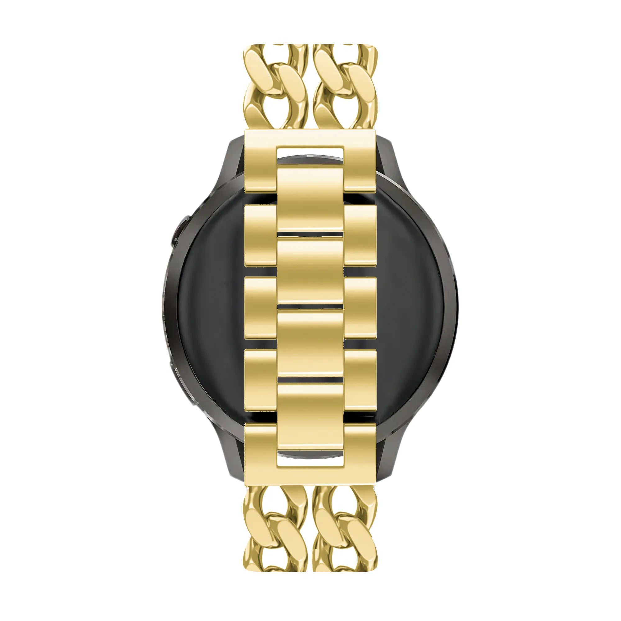 Metal Strap 'Double Chains', gold, on a watch, direct rear view