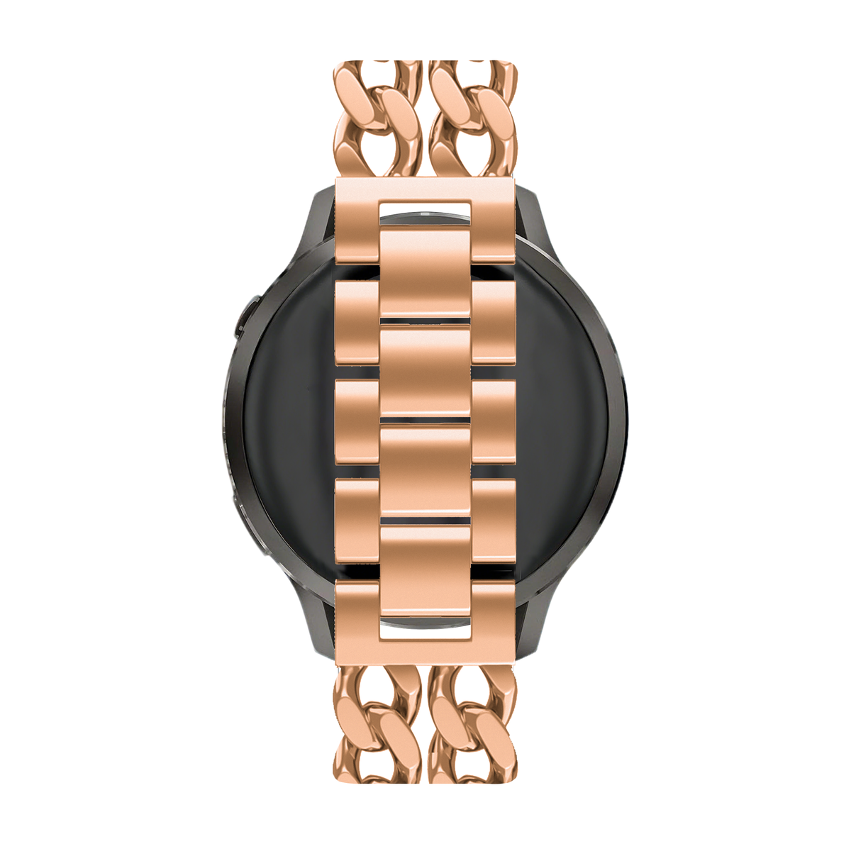 Metal Strap 'Double Chains', rose gold, on a watch, direct rear view