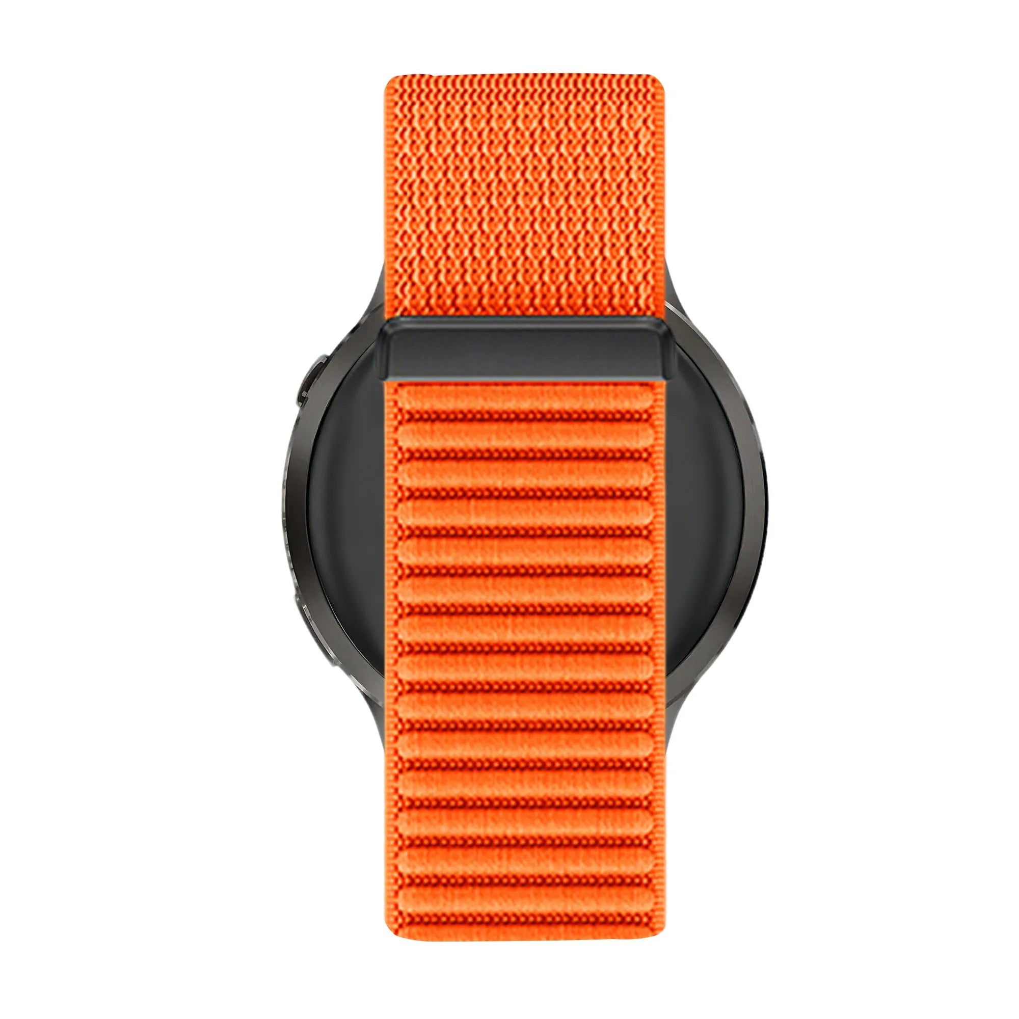 Nylon Strap 'Wave', orange, on a watch, direct rear view