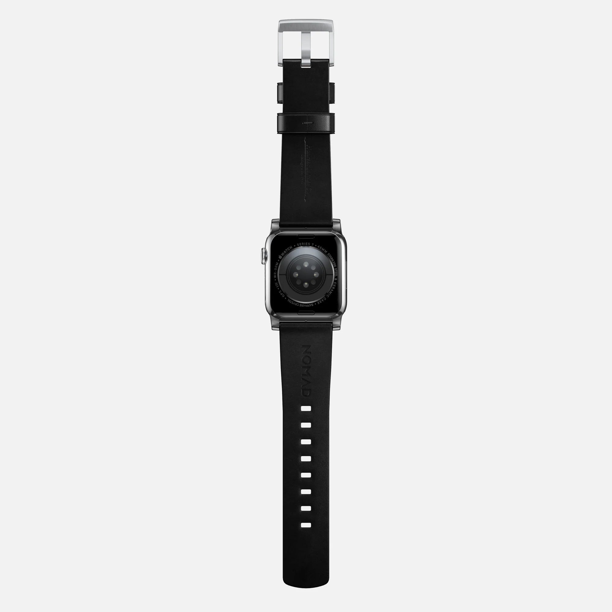 Nomad Bracelet cuir moderna Apple Watch (noir/argenté)