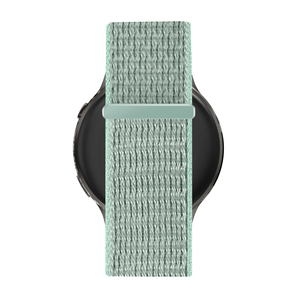 Nylon Loop Strap, light cyan, on a watch, direct rear view