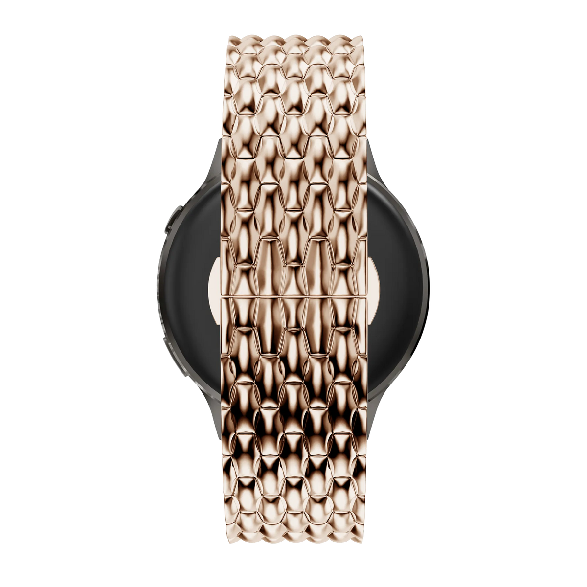 Steel Strap 'Dragon', rose gold, on a watch, direct rear view