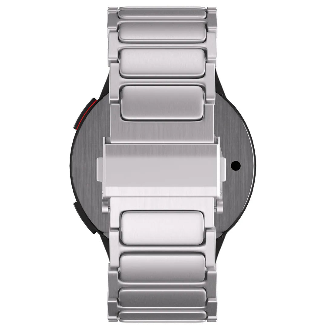 Titanium Strap 'One Push', silver, on a watch, direct rear view