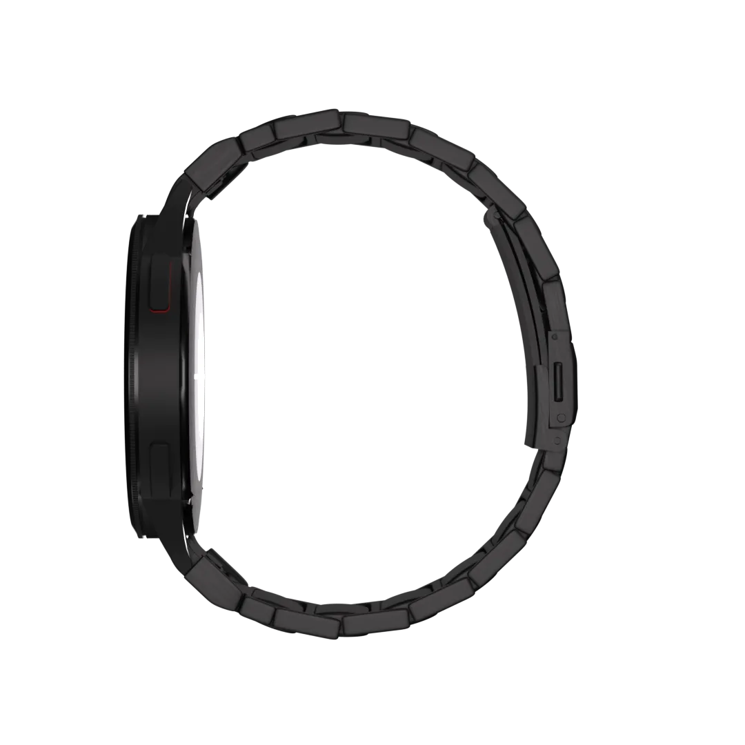 Titanium Strap 'One Push', black, on a watch, direct rear view