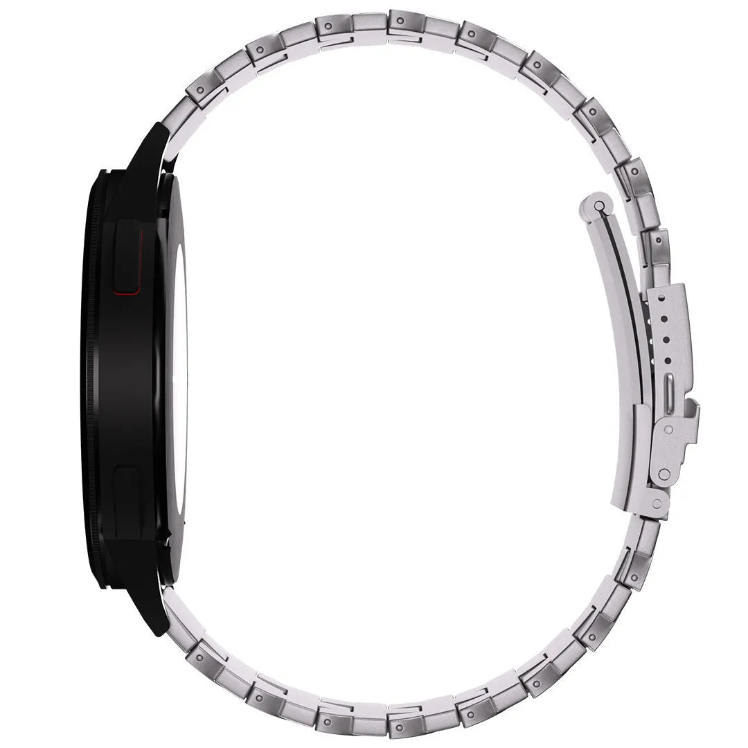 Butterfly Titanium Strap, silver, on a watch, direct rear view