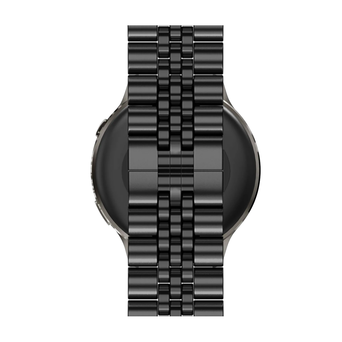 Steel Strap 'Jubilee', black, on a watch, direct rear view