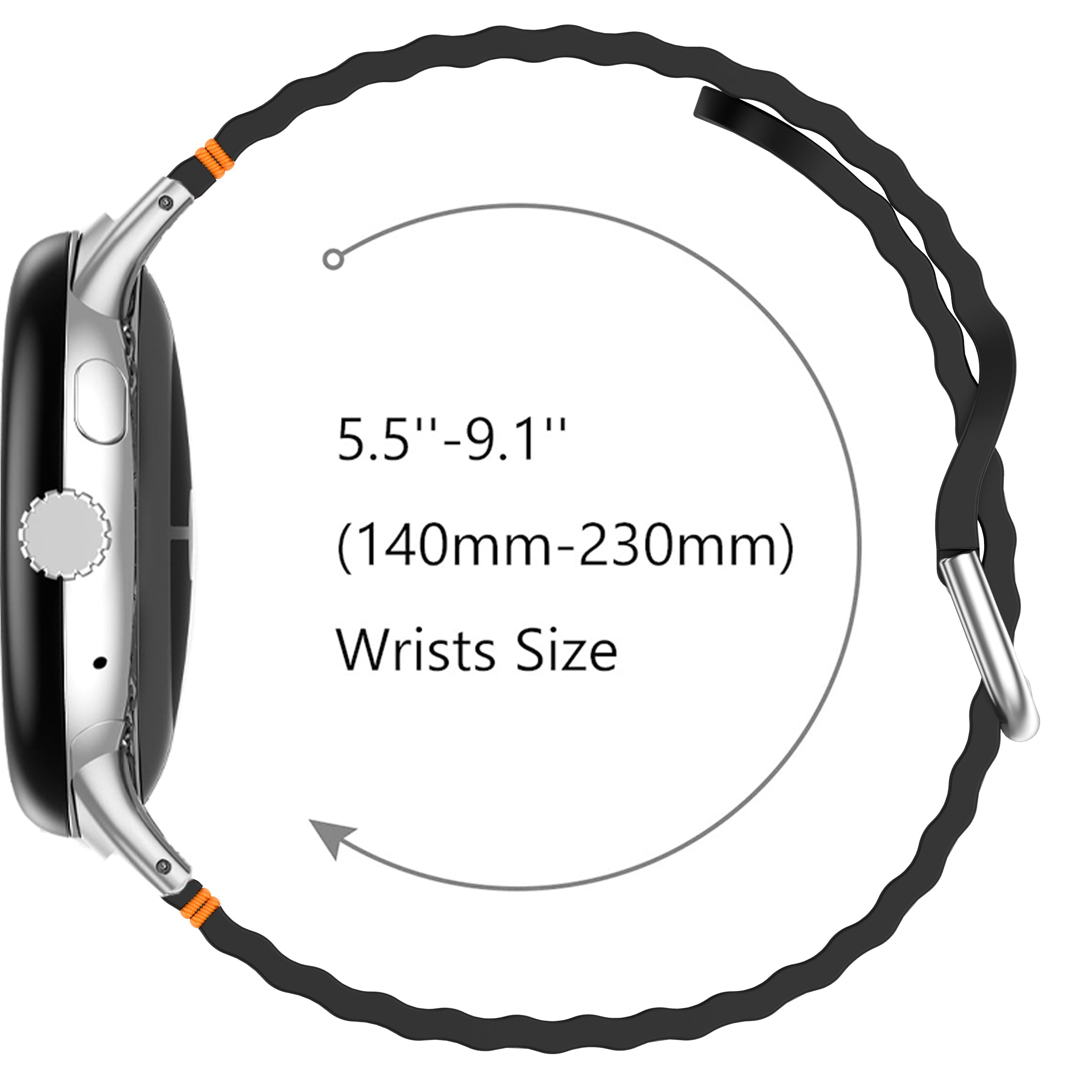 Google Pixel Watch 3 - 45mm Wave Silicone Strap (Black)