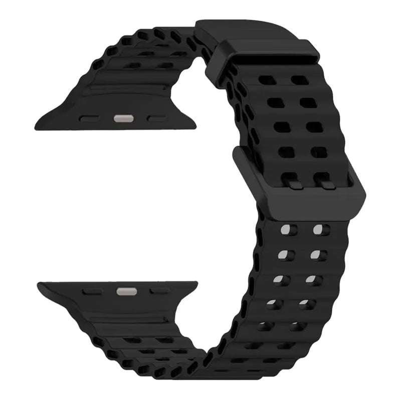 Silicone Ocean Strap, black, without a watch, 3/4 front view