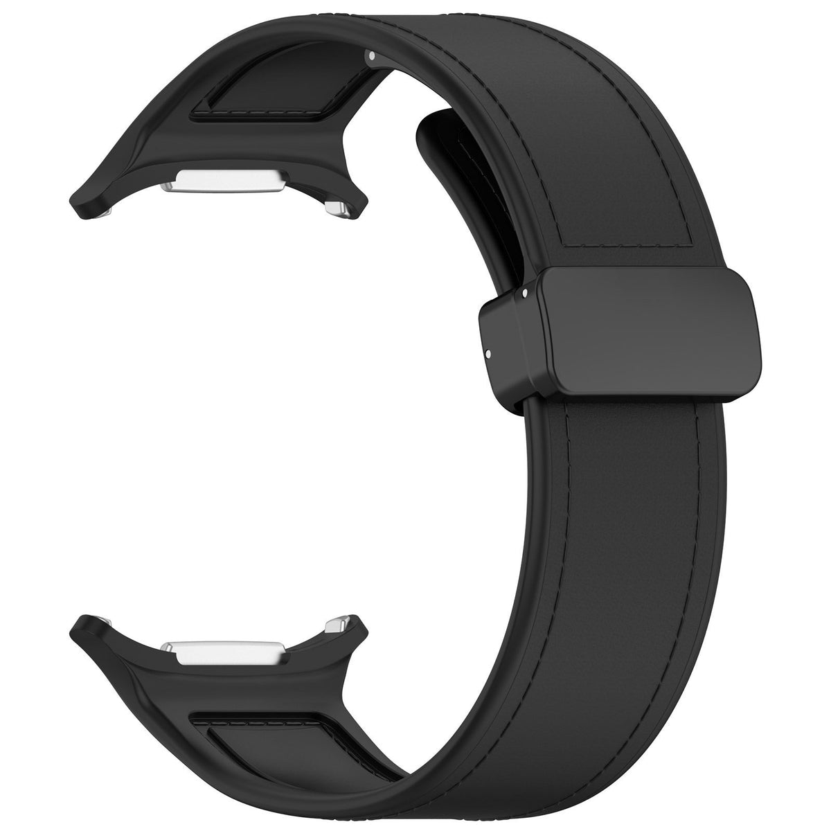 Leather Hybrid Strap, black, without a watch, 3/4 front view