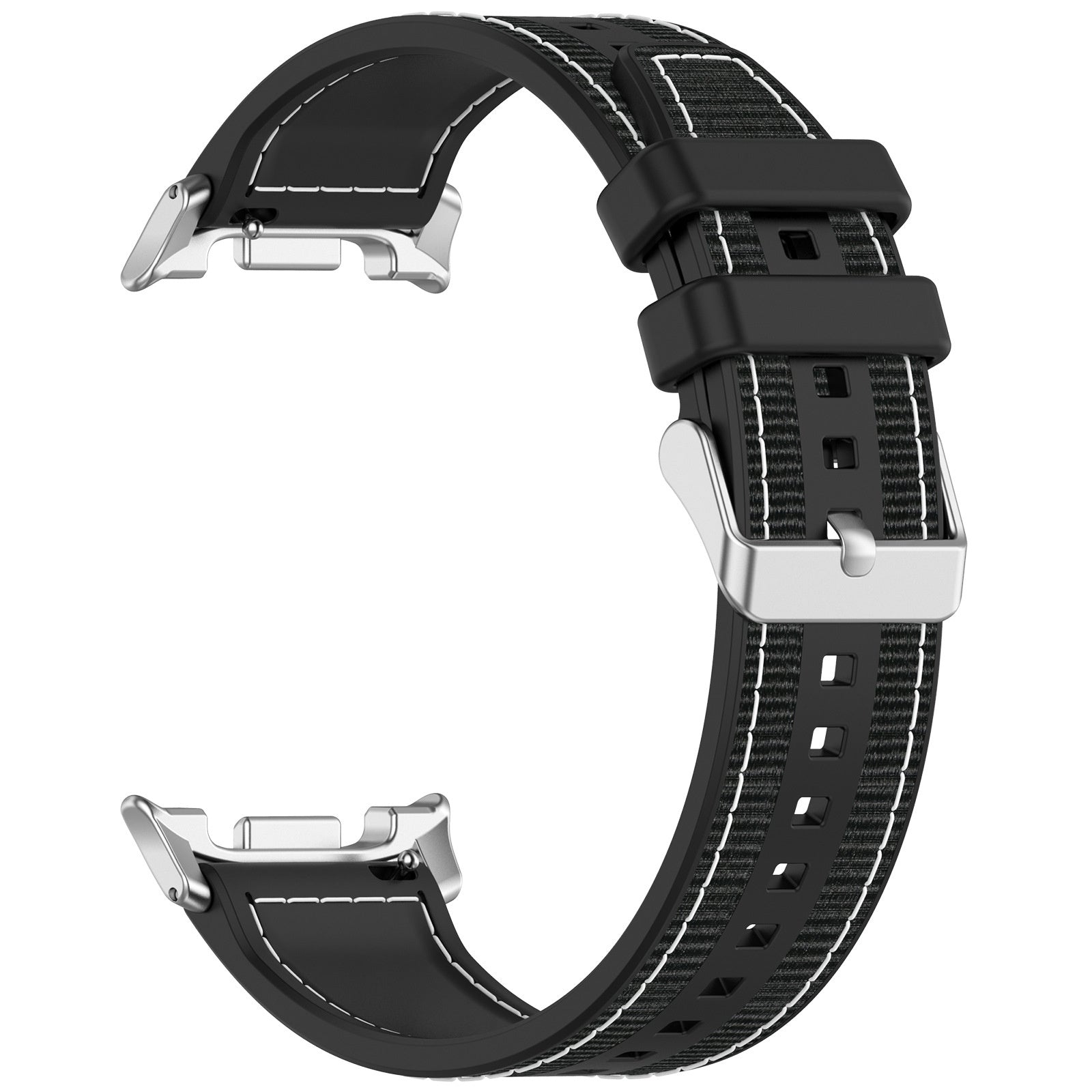 Nylon Hybrid Strap, black, without a watch, 3/4 front view