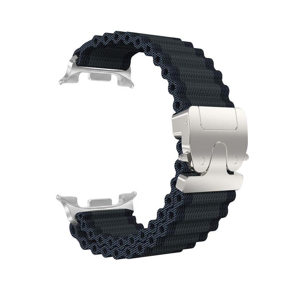 Bracelet nylon Outdoor avec boucle en P Samsung Galaxy Watch 8 Classic (noir avec argent)