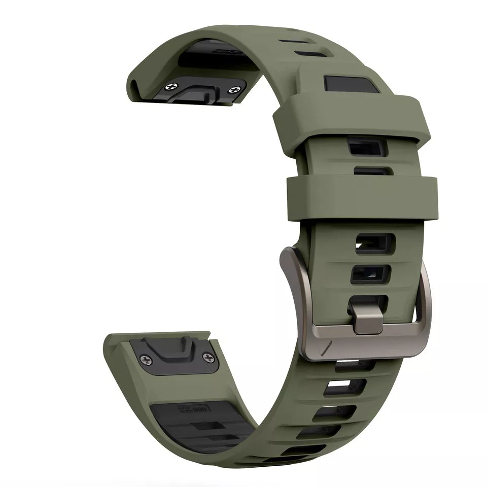 Bracelet sport á boucle Garmin Fenix 8 - 51mm (vert olive/noir)