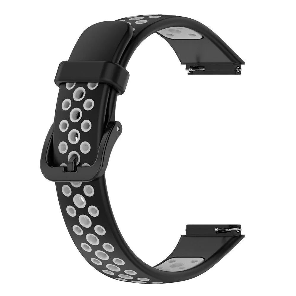 Silicone Sport Strap, black/grey, without a watch, 3/4 front view