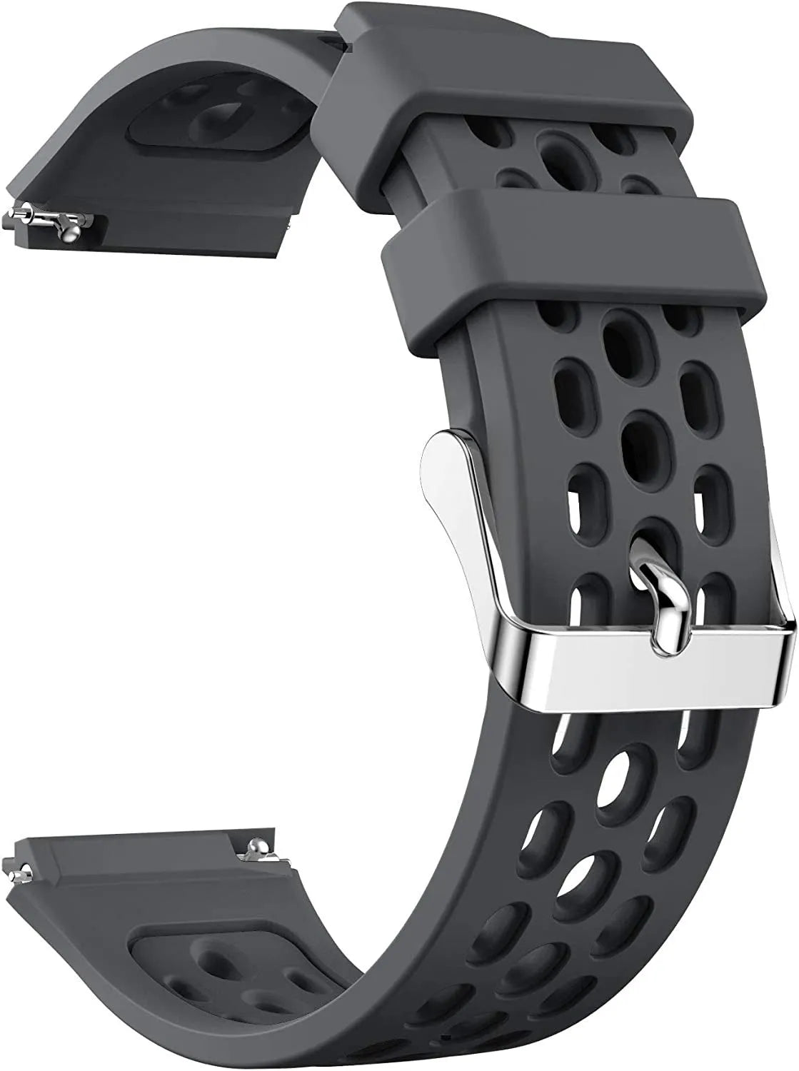 Breathable Silicone Strap, dark grey, without a watch, 3/4 front view