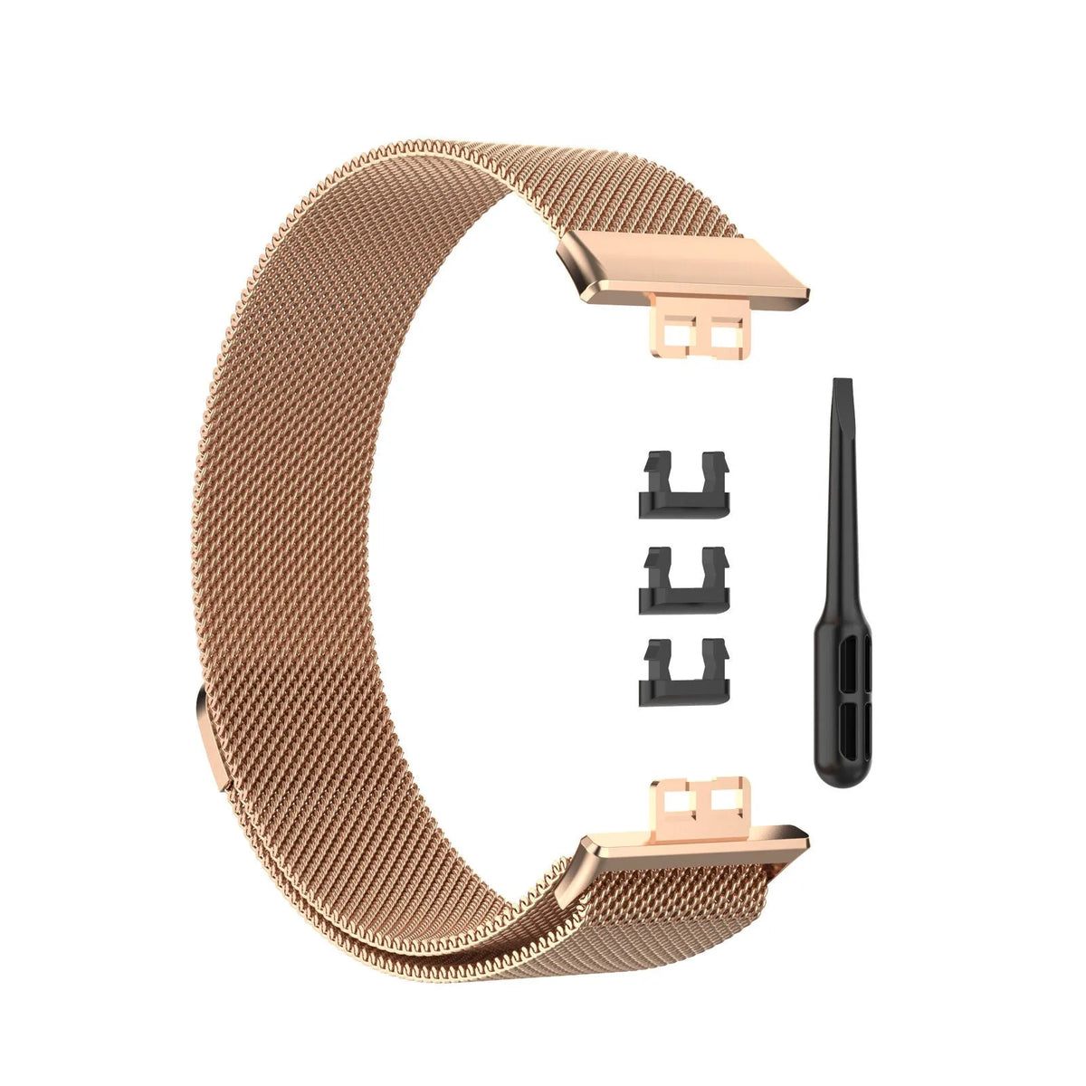 Milanese Strap, rose gold, without a watch, 3/4 front view