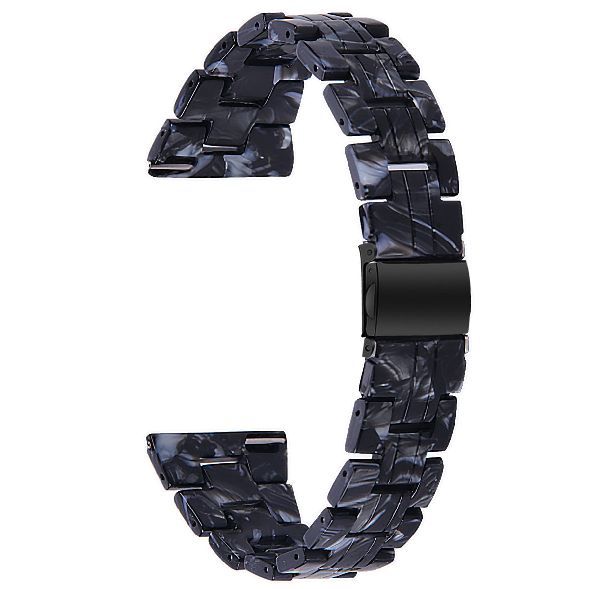 Metal Resin Strap, black/white, without a watch, 3/4 front view